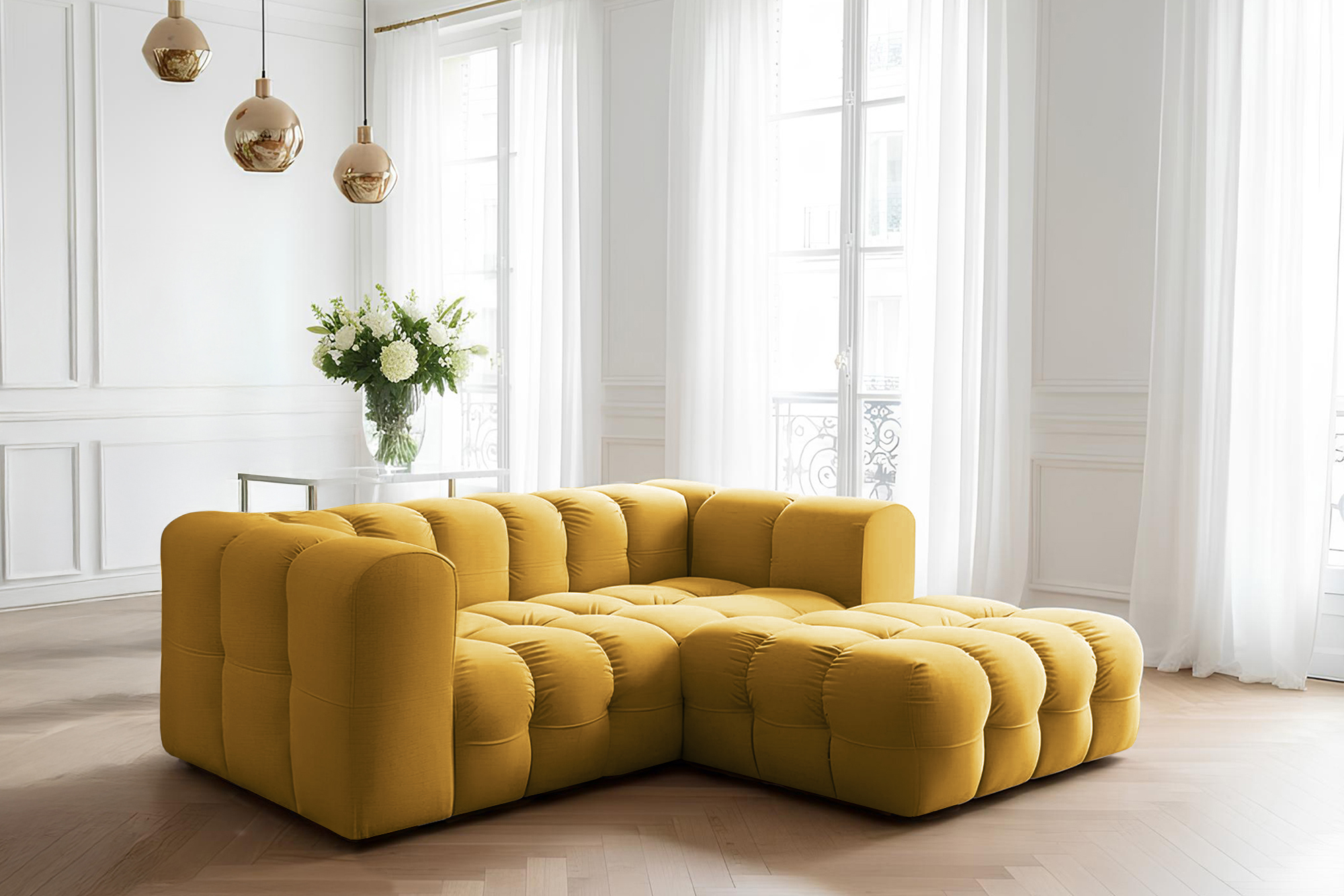 Baloo L-Form Mini Ecksofa Senf Tiffany 08